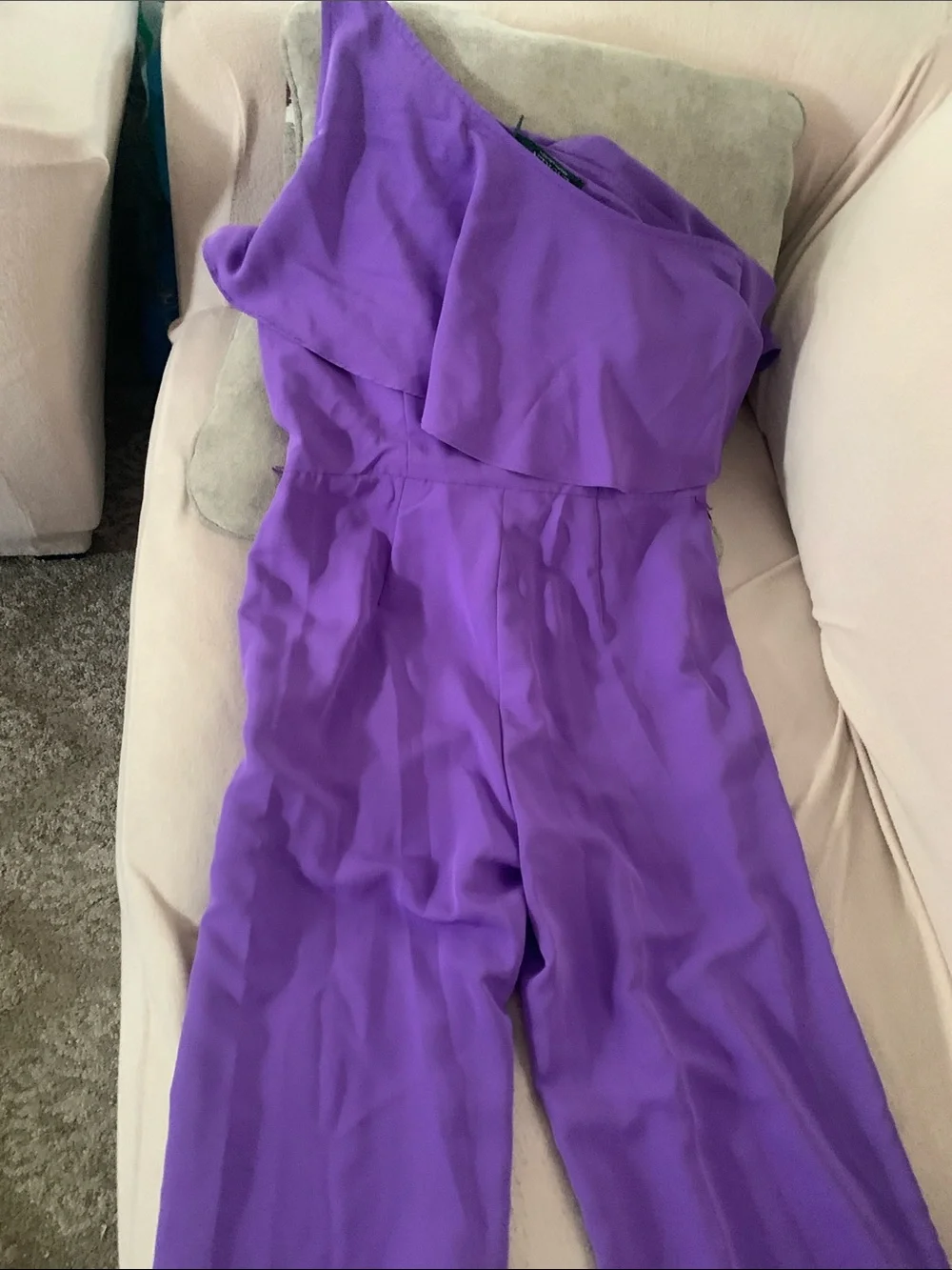 Lauren Ralph Lauren Purple One-Shoulder Wide-Leg Jumpsuit